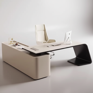 Bureau de travail en forme de L |   Bureau de direction moderne, ensemble bureau et chaise pour bureau de direction - Product Image 1