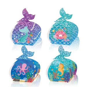 Xindeli KZ093 Mermaid Tail Scales Seahorse Design Kids Birthday Party Favors Gift Candy Packaging Paper Boxes with Tail