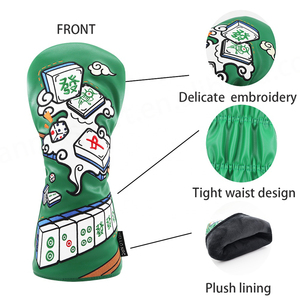 Cubiertas de cabeza de Golf personalizadas bordado impermeable de cuero Pu cubiertas de palo de madera cubiertas Golf Headcovers Mahjong - Product Image 3