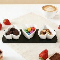Offre Spéciale – Ensemble de 3 mini-bols en céramique en forme de cœur pour sauce, biscuits, noix, snacks et desserts