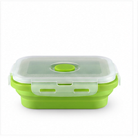Boîte à lunch carrée moyenne pliable en silicone, compatible micro-ondes, avec couvercle verrouillable, pour la préparation des repas et les voyages (vente en gros)