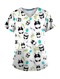 Haut d'uniforme médical respirant pour femme, en tissu tissé imprimé floral, en spandex, pour infirmière, haut de blouse médicale, uniforme médical - Product Image 3