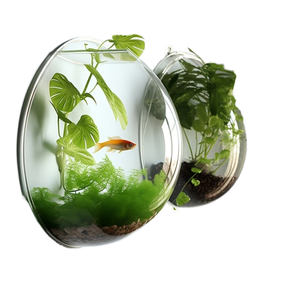 Akuarium Oval Gantung Dinding, Wadah Ikan Plastik Transparan 2.5L, Akuarium Meja Senyap untuk Ruang Tamu, Kamar Tidur, Dapur - Product Image 3