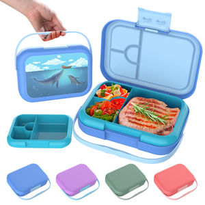 Oumeng 4 compartiments en plastique sans BPA Bento étanche école enfants enfant Bento boîte à lunch - Product Image 1