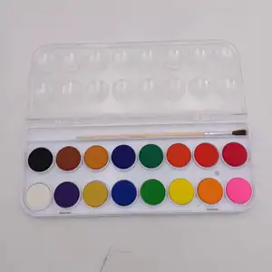 Vendita calda 8/12/16 colori tinta unita torta per bambini set di colori ad acquerello con penna a pennello non tossico oem art acquerello