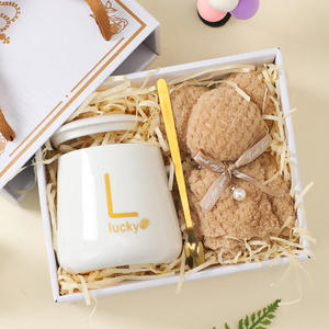 Cadeau de luxe en céramique bureau tasse à café et cuillère ensemble de serviettes lait thé tasses anniversaire Couples cadeaux amis tasse Promotion cadeau ensemble - Product Image 5