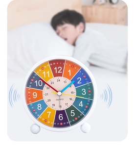 Réveil éducatif pour enfants, horloge de bureau, horloge d'apprentissage ronde silencieuse, décoration de chambre à coucher, cadeau pour garçons, filles, étudiants - Product Image 3