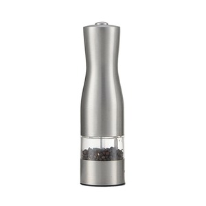 Vente chaude en gros Moulin à poivre électrique écologique en acier inoxydable Alimenté par piles sèches Métal argenté Cuisine Épices <span class=keywords><strong>Sel</strong></span> <span class=keywords><strong>de</strong></span> <span class=keywords><strong>mer</strong></span> - Product Image 1