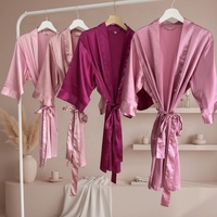 Kimono de Seda Satinado de Lujo para Mujer, Manga 3/4, Bata de Novia, Vestido de Boda, Suave, Sexy, Color Sólido, Ropa de Dormir para Damas de Honor, Batas de Verano