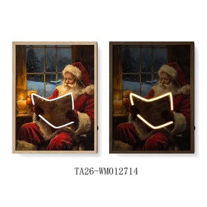 Impression lumineuse LED Néon Père Noël, Art Mural <span class=keywords><strong>de</strong></span> Noël, Impression LED Renne, Cloche <span class=keywords><strong>de</strong></span> Noël encadrée pour Décoration - Product Image 5