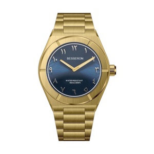 Reloj de pulsera plateado para hombre con logotipo personalizado, movimiento dorado, esfera con números arábigos, correa de acero inoxidable, fabricante de relojes, crea tu propia marca - Product Image 3