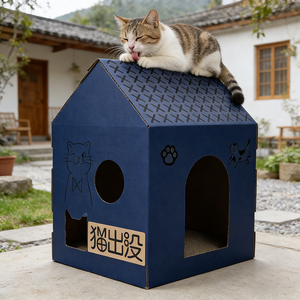 Bulk recyclebare golfkartonnen kattenhuisjes, lichtgewicht, krasbestendig, geschikt voor meerdere katten, voor zakelijke aankopen. - Product Image 1