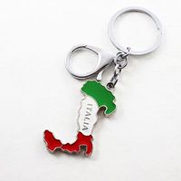 Porte-clés personnalisé avec carte de l'Italie, design drapeau en métal émaillé, souvenir touristique personnalisé, fabricant direct en gros
