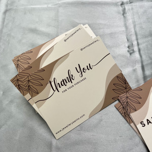 Custom Printed Beige Brown Thank You <b>Cards</b> With Leaves Design Luxury Paper Insert Appreciation <b>Cards</b> For Jewellery Cosmetic <b>Gift</b> - Product Image 5