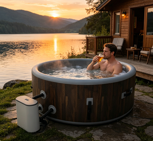 <span class=keywords><strong>Jacuzzi</strong></span> Inflable Portátil de <span class=keywords><strong>Madera</strong></span>, Bañeras de Hidromasaje y Saunas, Masaje con Burbujas de Aire, Interior/<span class=keywords><strong>Exterior</strong></span>, Villa/Cabaña, Accesorios Completos - Product Image 1