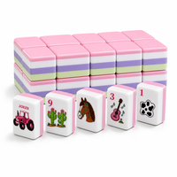 Mahjong Cowboy Country Rose : Tuiles de Mahjong Texas avec motifs Bandana et Tête de Cheval – Ensemble de Mahjong Léger en Acrylique pour Fêtes