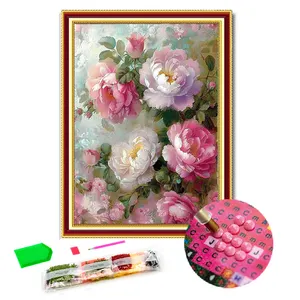 Venda quente arte artesanal flor 5d conjunto de pintura diamante broca completa strass flores flores florescendo kits de pintura decoração da arte da parede