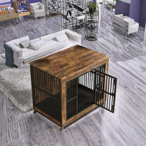 PetFit Meubles de cage pour chien en bois robustes avec plateau en plastique fermeture à bouton pour petits chiens moyens épais anti-morsure <span class=keywords><strong>lit</strong></span> de luxe pour animaux de compagnie - Product Image 3