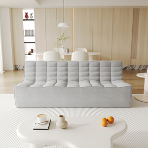 VOXHOME ABD'de Stokta Vakumlu Sıkıştırılmış Kanepe Gri 1 <span class=keywords><strong>2</strong></span> 3 Kişilik Şönil Keten Karışımlı Kumaş Waffle Kanepe Koltuk Takımı - Product Image 4