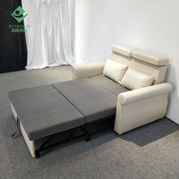Vintage Leder 2 Sitz rot und weiß Couch Bett mit Schlaf bett verlängern konvertieren