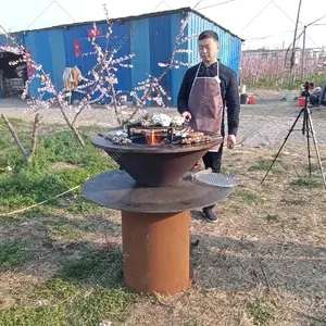 Barbecue a carbone con griglia per camino da tavolo in metallo per feste all'aperto