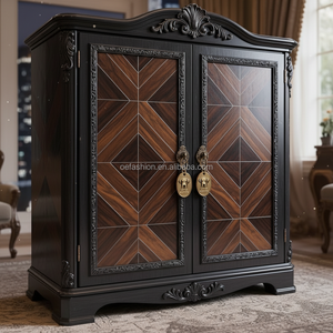 Bureau <span class=keywords><strong>de</strong></span> direction en bois massif noir antique OE-FASHION, table <span class=keywords><strong>de</strong></span> bureau <span class=keywords><strong>de</strong></span> luxe en noyer avec marqueterie et tiroirs - Product Image 6