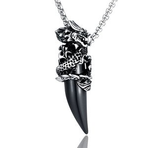 New Stainless Steel Waterproof Anti Tarnish Punk Retro Wolf <strong>Tooth</strong> <strong>Charm</strong> Pendant Punk Jewelry Necklace Gift for Men - Product Image 2
