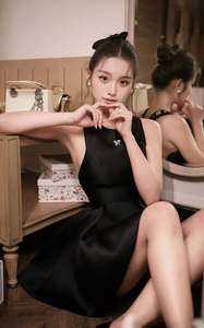 Elegant Black Skater Mini Dress Pearl Criss Cross Back Sleeveless Prom Cocktail Party Little Black Dress Wholesale OEM - Product Image 6