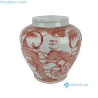 DS-RZNA30-A Base de lampe de table en céramique rouge et blanche traditionnelle de Jingdezhen, vente en gros, éclairage chinoiserie