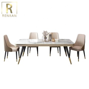 Mesa de Comedor de Estilo Francés en Oferta, Muebles Modernos para el Hogar, Mesa de Comedor con Tapa de Mármol y Patas de <span class=keywords><strong>Metal</strong></span> - Product Image 5