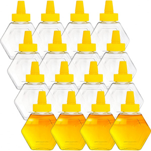 Hexagonal Modern Plastic Food Grade Honey Squeeze <b>Bottle</b> <b>with</b> Screen Printing <b>Flip</b> <b>Top</b> 200ml for Jelly and Candy 100pcs - Product Image 1