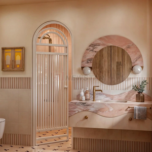 Prezzo di fabbrica personalizzato sogno in marmo rosa lavabo Top bagno di lusso moderno piedistallo in marmo lavandino - Product Image 3