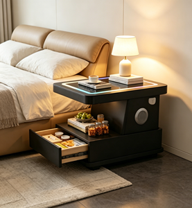 Table basse intelligente moderne avec éclairage LED, plateau en verre trempé, tiroir de rangement, meubles de salon - Product Image 6