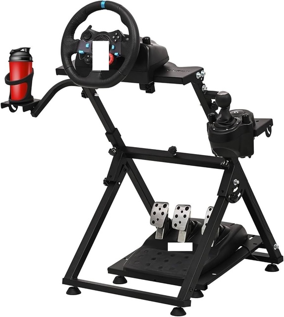 Gamming Racing Wheel Stand Foldable Racing Simulator Steering Wheel Stand with Cup Holder Compatible G27 G29  T300 Wheels
