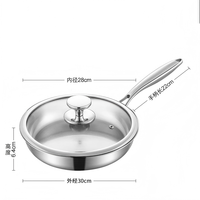 Wajan Penggorengan Stainless Steel 304 Terlaris Tanpa Lapisan, Tebal 3 Lapis, Anti Lengket, Untuk Rumah Tangga & Komersial, Dengan Tutup