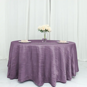 Nappe de table élégante violette pour fête de mariage, nappe ronde en <span class=keywords><strong>taffetas</strong></span> <span class=keywords><strong>violet</strong></span> froissé - Product Image 1