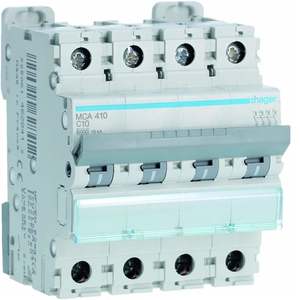 MCA410 Personalizzabile con Interruttore Automatico Miniaturizzato Hagers 6000A 10kA 4P curva C 10A 4M - Product Image 1