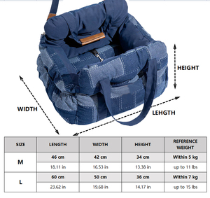 Reizen Veiligheidssteun <span class=keywords><strong>Vintage</strong></span> Denim Patchwork Hond Autostoel <span class=keywords><strong>Bed</strong></span> Met Veiligheidsgesp Op Maat Luxe Duurzame Hondenbedden Huisdier Autostoel - Product Image 6
