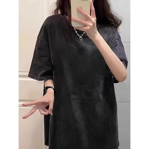 เสื้อยืดแฟชั่นผู้ชายฤดูร้อน ผ้าฝ้าย 100% คอกลม ทรงโอเวอร์ไซส์ สไตล์วินเทจ ลุคเท่ แขนสั้น ลายเรียบ ผ้าเจอร์ซีย์ - Product Image 1