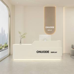 Custom Hotel & Salon Reception Desk | LED Cashier <b>Checkout</b> <b>Counter</b> | Front <b>Counter</b> Showcases for Office & Beauty Store - Product Image 1