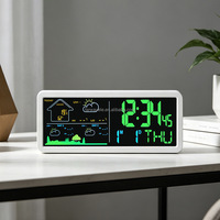 3-Tage Farbige Wettervorhersage-Uhr mit TUYA APP-Verbindung, Temperatur- und Feuchtigkeitsanzeige, Tisch- und Wandmontage