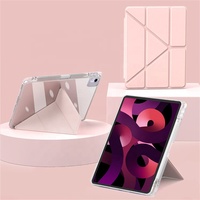Étui pour tablette portable spécial Y fold Tri-fold couverture arrière transparente étui pour tablette en acrylique pour 2024 iPad Air 11 avec porte-crayon droit