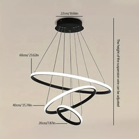 Zèle Éclairage Moderne Or Noir Led Rond Réglable Pendentif Lumières Cercle Anneau Lustre pour Salle À Manger