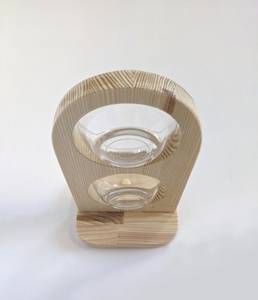 Cuenco de agua de madera de doble propósito Alimentador montado en la pared Diseño a prueba de derrames Color natural Forma redondeada Viaje Uso al aire libre - Product Image 5