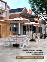 Set Meja dan Kursi Makan Terpadu untuk Luar Ruangan, Populer untuk Gazebo, Paviliun, Kedai Kopi dan Teh Susu, Halaman Santai, dan Taman