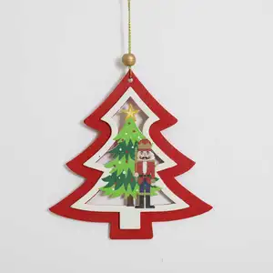 Pioneer Effort Arbre de Noël en bois avec casse-noisette Ornements suspendus Décorations pour la décoration intérieure, 4 asst.
