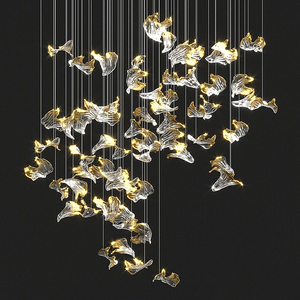 Lampadario della lobby dell'hotel a foglia d'acero arte modellante luce Hotel sala personalizzata luce semplice lampadario in vetro - Product Image 5