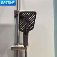 Projet d'utilisation pistolet gris Piano bouton lumière LED salle de bain douche ensemble complet affichage numérique système de douche ensembles robinets de pluie ensemble de douche