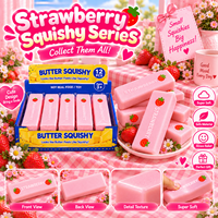 Jouet Squishy Géant en Forme de Bâton de Lait à Rebond Lent, Thème Fraise Beurre, Anti-stress à Pincer, Puzzle Familial Jumbo