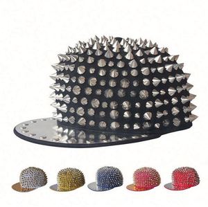 Gorra de béisbol unisex de lona común, estilo punk, rock, hip hop, con remaches plateados y púas, ajustable y personalizable - Product Image 2